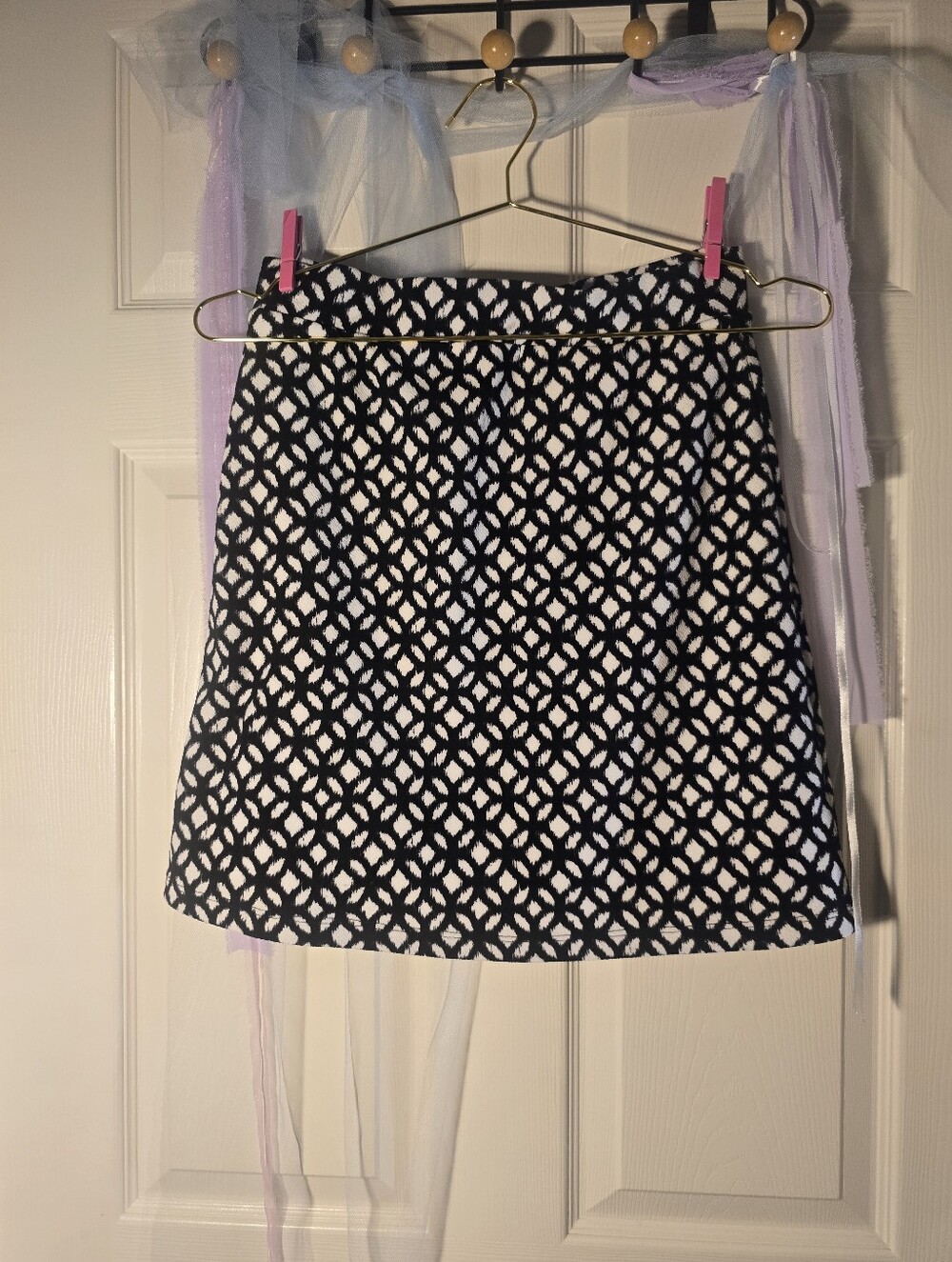 Le Lis Black and White Geometric A-Line Skirt